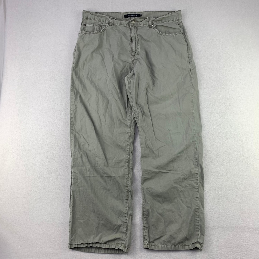 Calvin Klein Jeans Mens 38x30 Khaki Green 100% Cotton Straight Leg Pants 90s